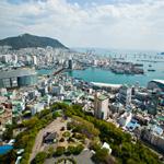 釜山タワーから見た釜山の港の風景