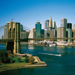 ニューヨークのブルックリン橋と摩天楼