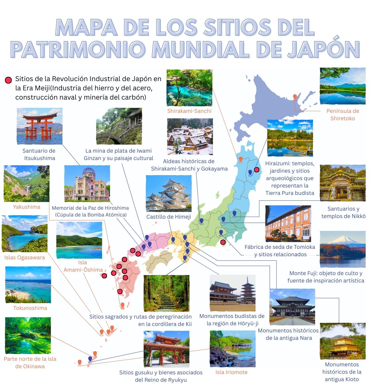 Mapa del Patrimonio Mundial de Japón